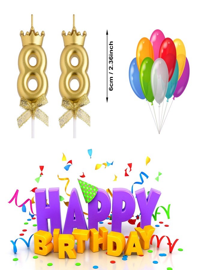 VSHILI 88th Birthday Candles, Gold 88 Year Old Number Birthday Candles, Happy Birthday Party Cake Topper Decoration Gifts for Women Men - Image 2